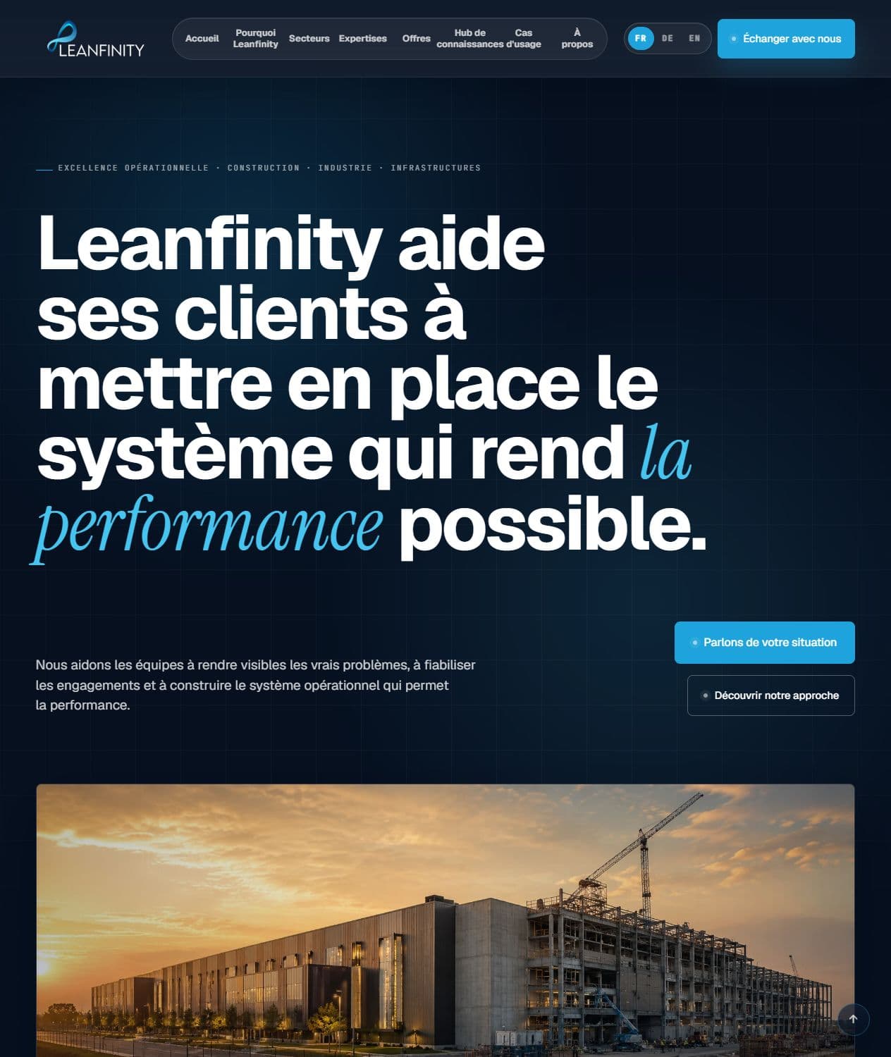 Leanfinity, aperçu du site en ligne